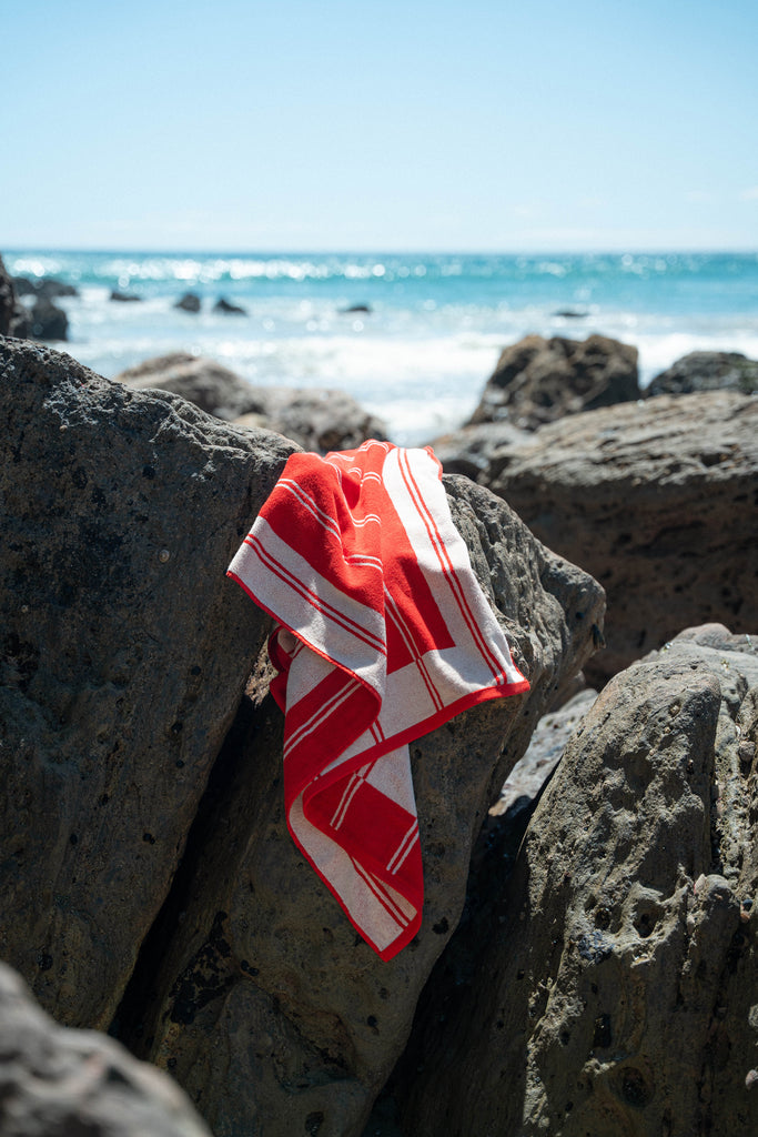 Twin Stripe Towel - Cherry