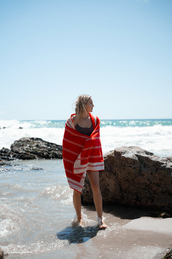 Twin Stripe Towel - Cherry