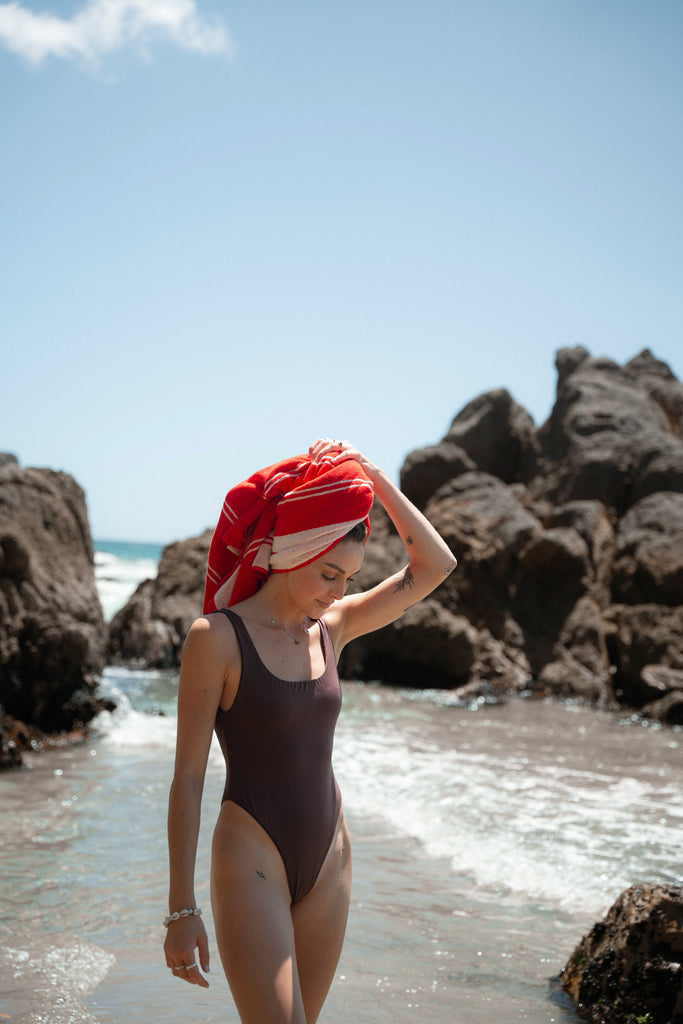 Twin Stripe Towel - Cherry