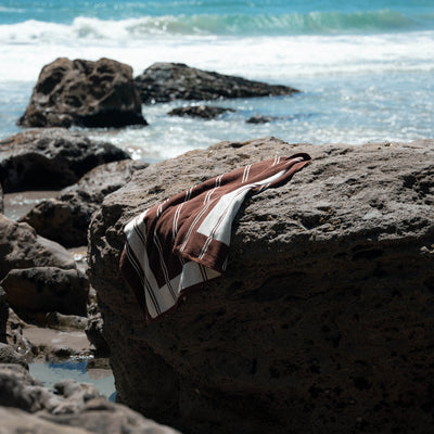 Twin Stripe Towel - Chocolate