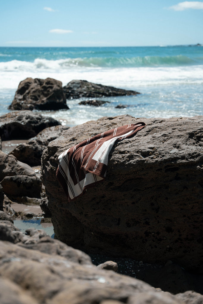 Twin Stripe Towel - Chocolate