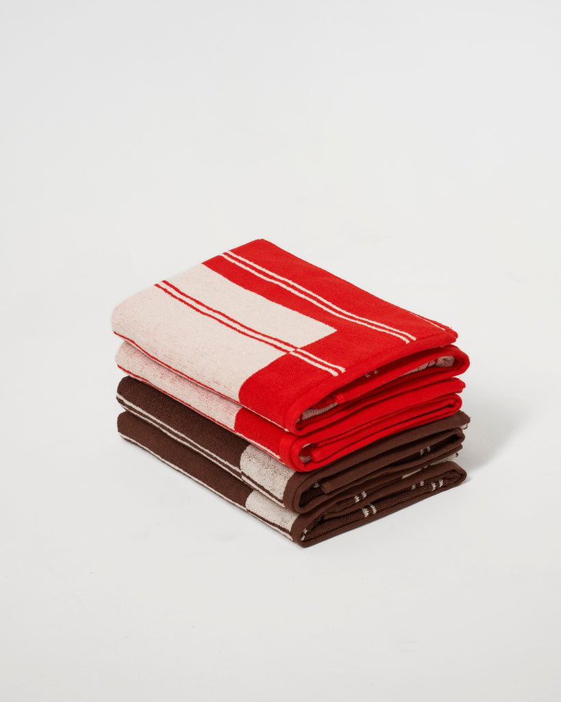 Twin Stripe Towel - Chocolate