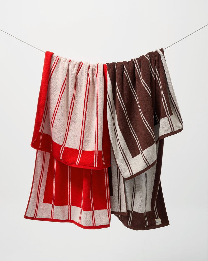 Twin Stripe Towel - Chocolate