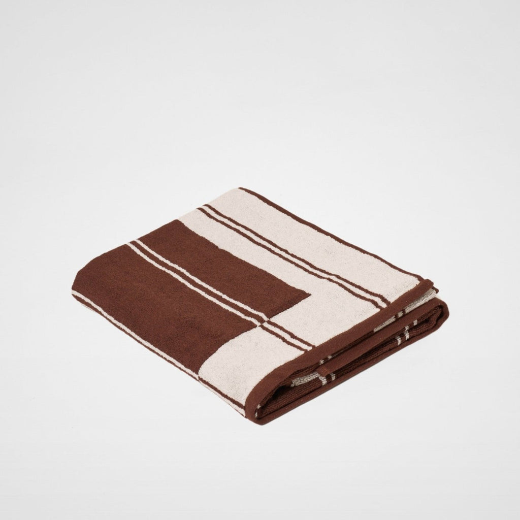 Twin Stripe Towel - Chocolate