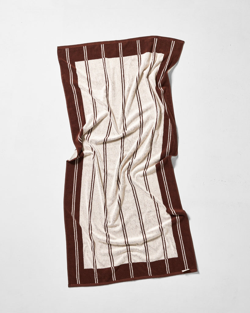 Twin Stripe Towel - Chocolate