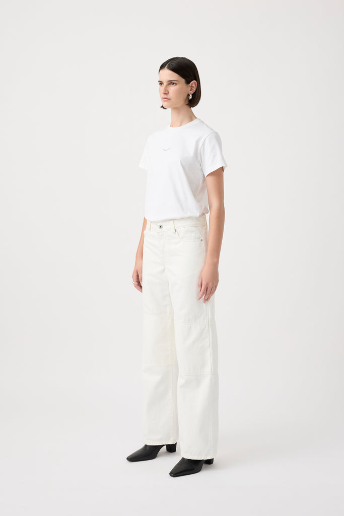 Bianca Mid Rise Wide Leg Jean - White