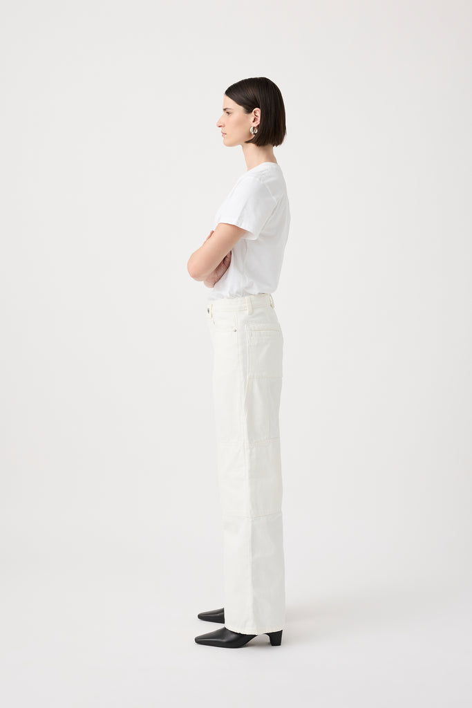 Bianca Mid Rise Wide Leg Jean - White