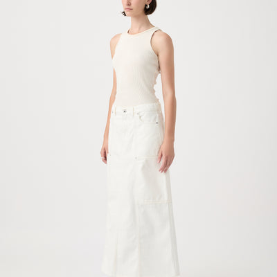 Deni Maxi Denim Skirt - White