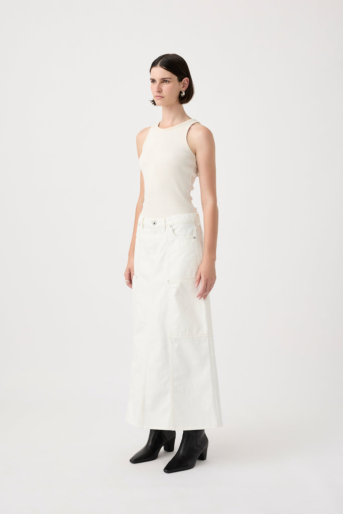 Deni Maxi Denim Skirt - White