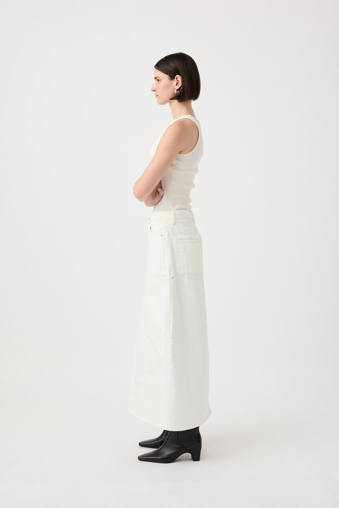 Deni Maxi Denim Skirt - White