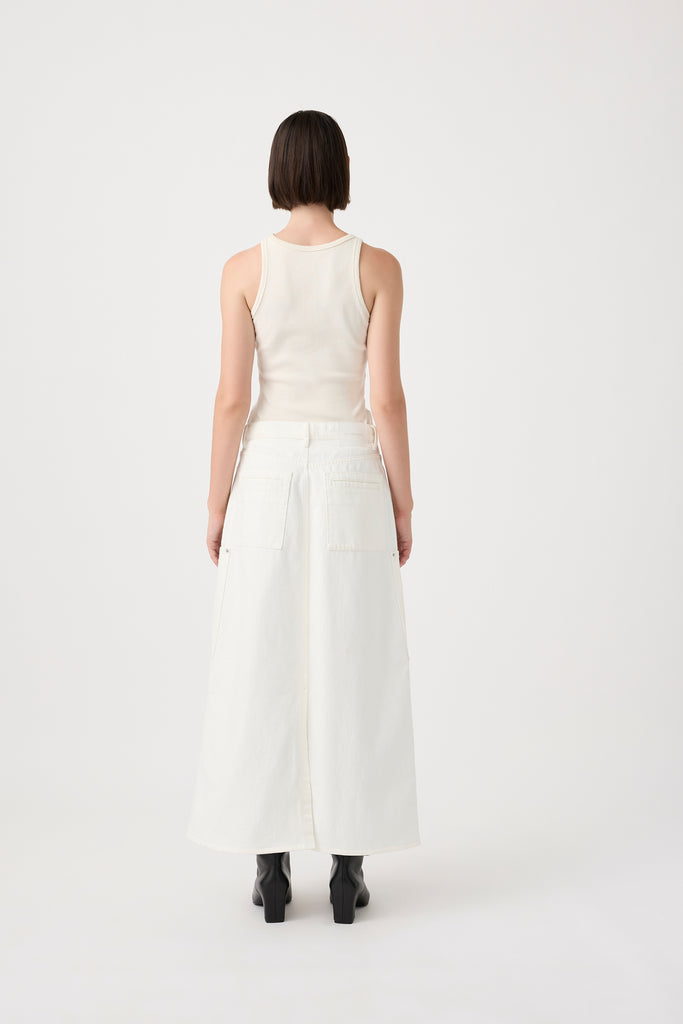 Deni Maxi Denim Skirt - White