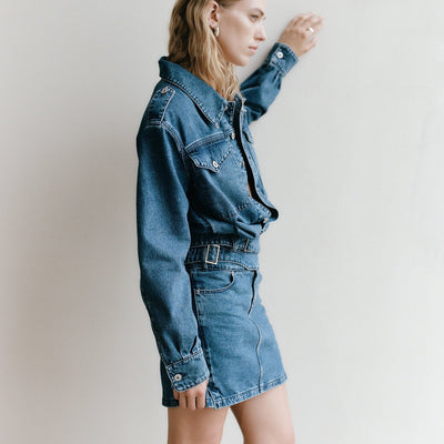 Marine Denim Mini Skirt - Dusk