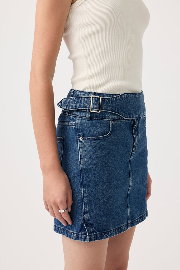 Marine Denim Mini Skirt - Dusk