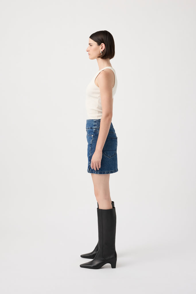 Marine Denim Mini Skirt - Dusk