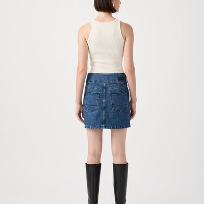 Marine Denim Mini Skirt - Dusk