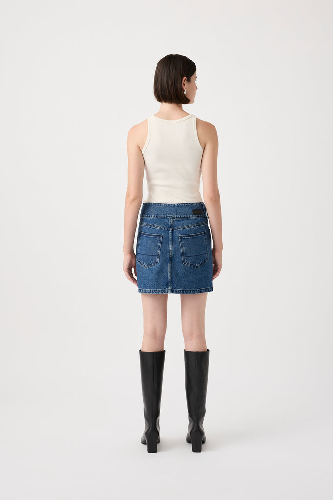 Marine Denim Mini Skirt - Dusk