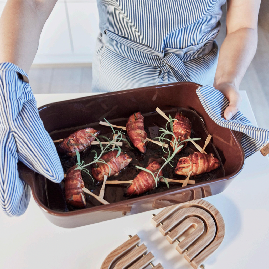 Striped Denim Potholder Set