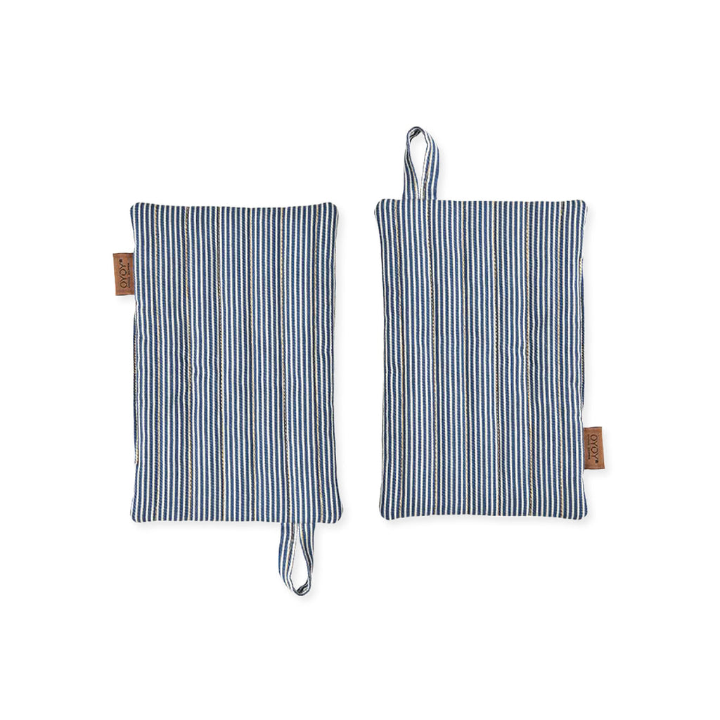 Striped Denim Potholder Set