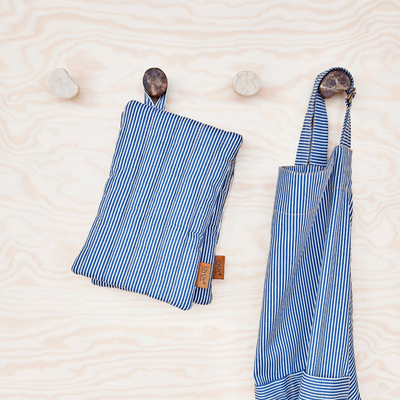 Striped Denim Potholder Set