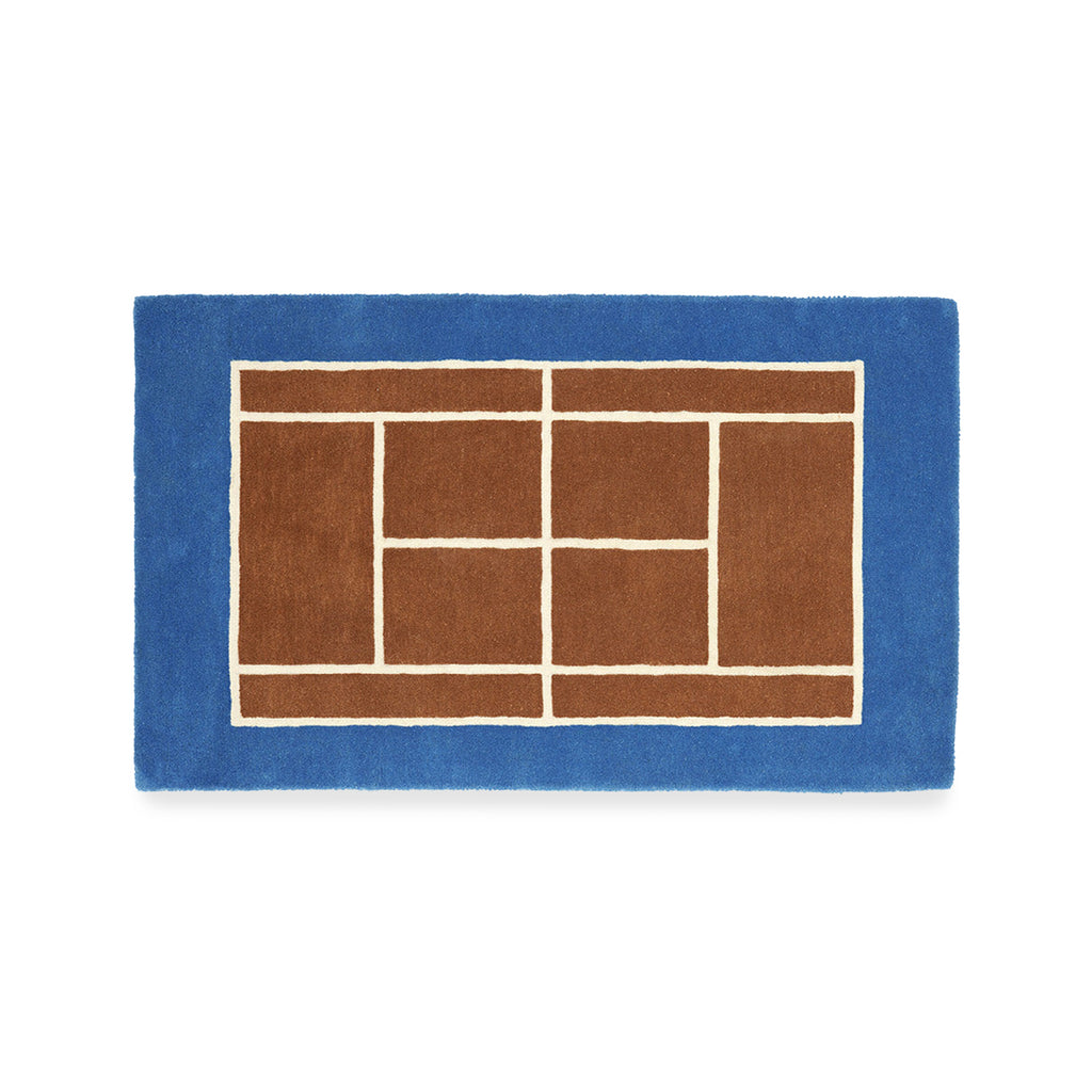 Tennis Rug - Caramel & Optic Blue