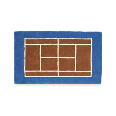 Tennis Rug - Caramel & Optic Blue