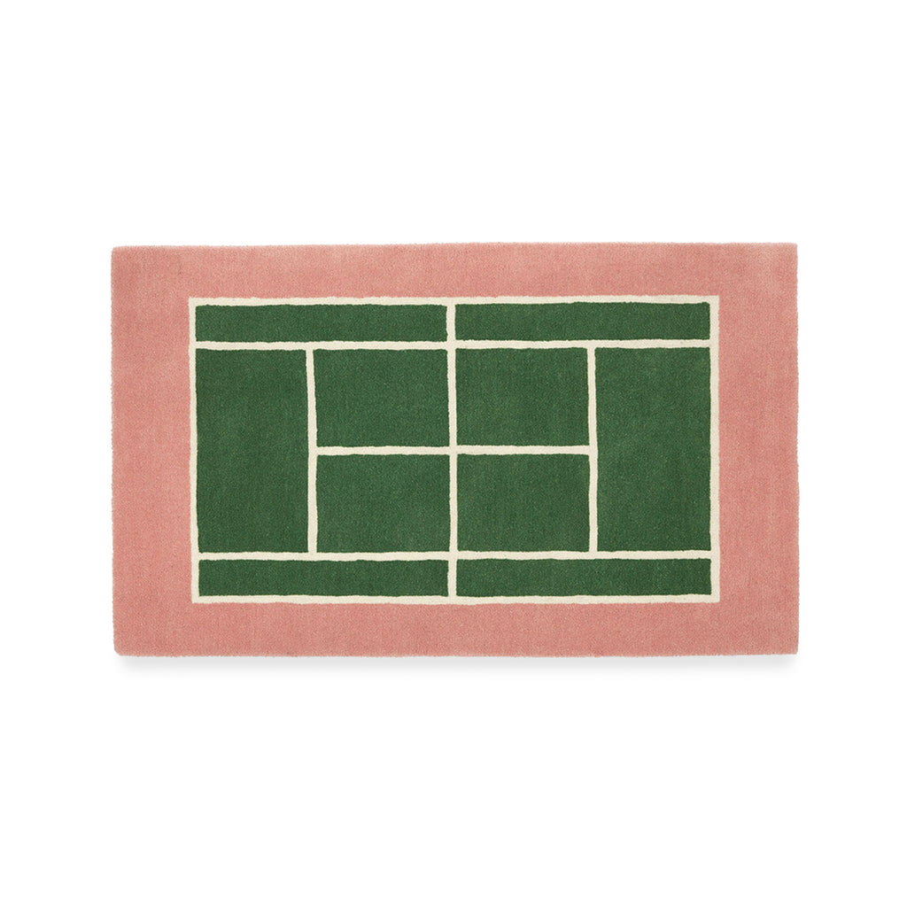 Tennis Rug - Green & Rose