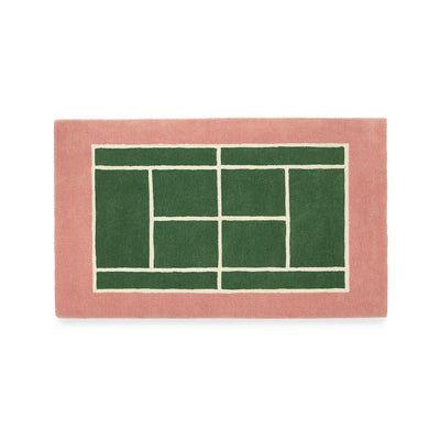 Tennis Rug - Green & Rose