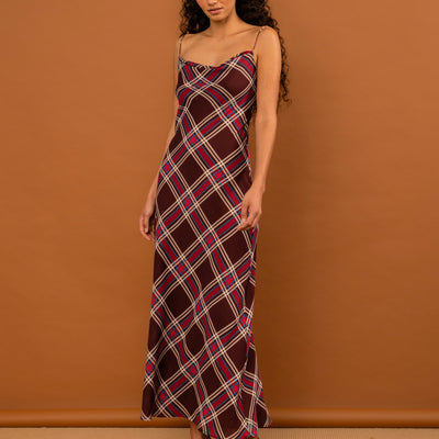 Valentine Dress - Plum Tartan