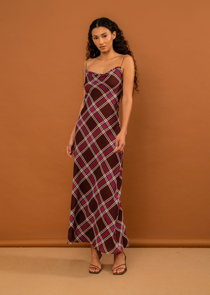 Valentine Dress - Plum Tartan