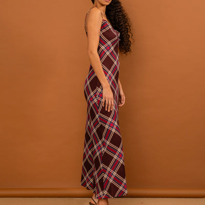 Valentine Dress - Plum Tartan