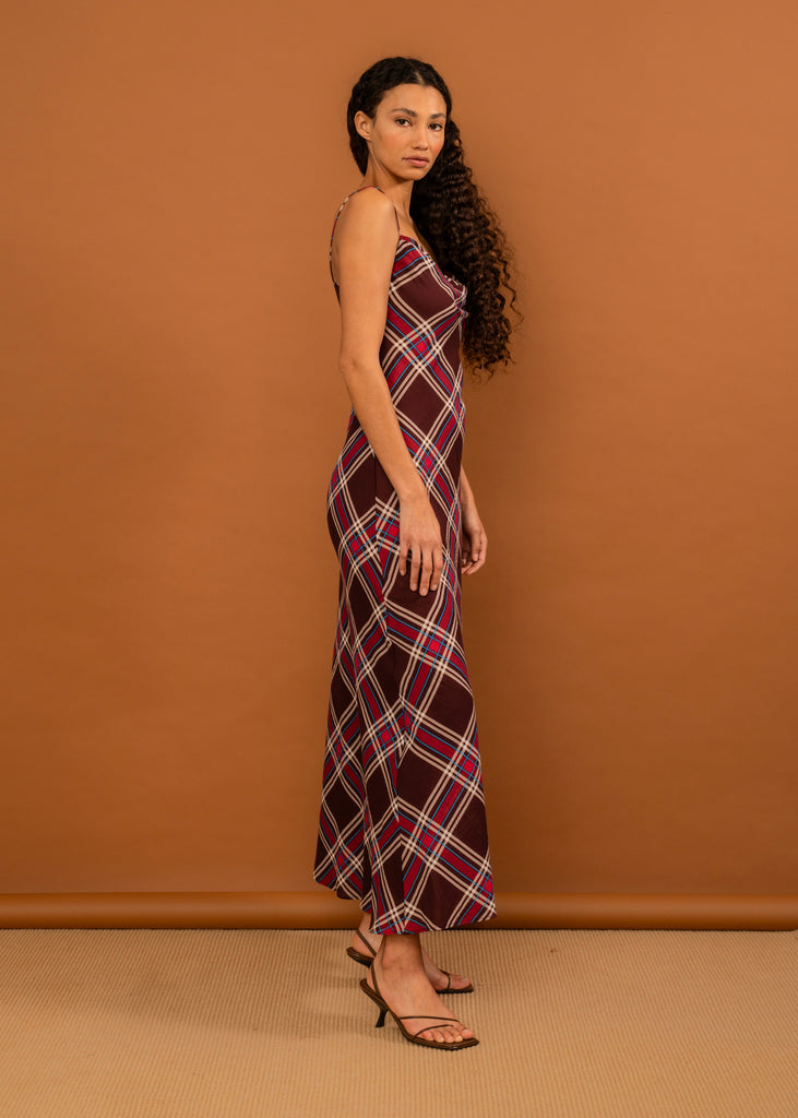 Valentine Dress - Plum Tartan