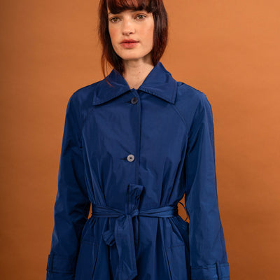 Paper Plane - Penny Sage - Sunshower Nylon Trench Coat - Mary Blue