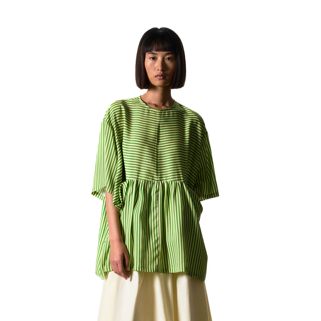 Heather Top - Cream & Green Stripe