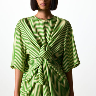 Heather Top - Cream & Green Stripe