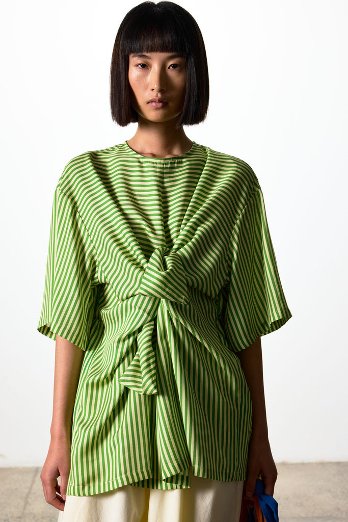 Heather Top - Cream & Green Stripe