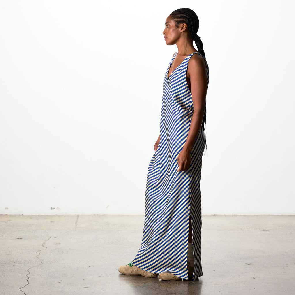 Moussa Dress - Blue & Cream Stripe