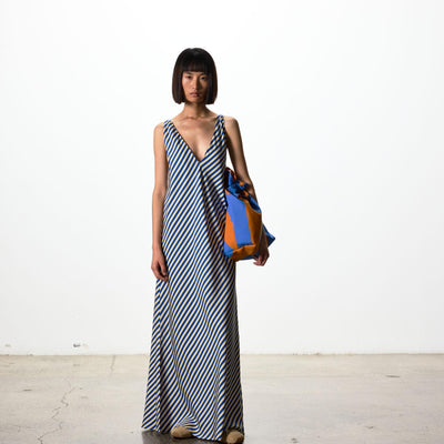 Moussa Dress - Blue & Cream Stripe