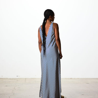 Moussa Dress - Blue & Cream Stripe