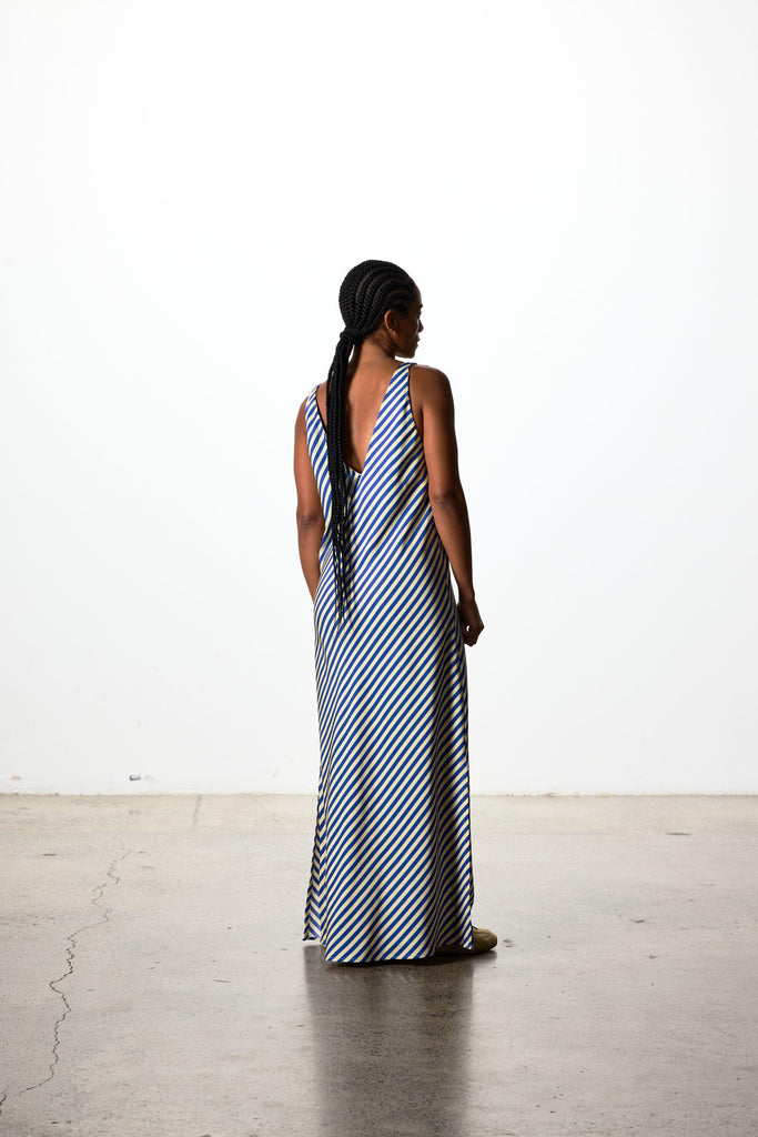 Moussa Dress - Blue & Cream Stripe