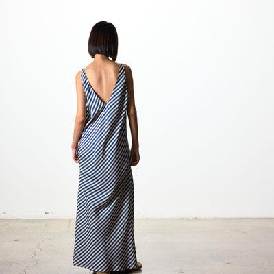 Moussa Dress - Blue & Cream Stripe