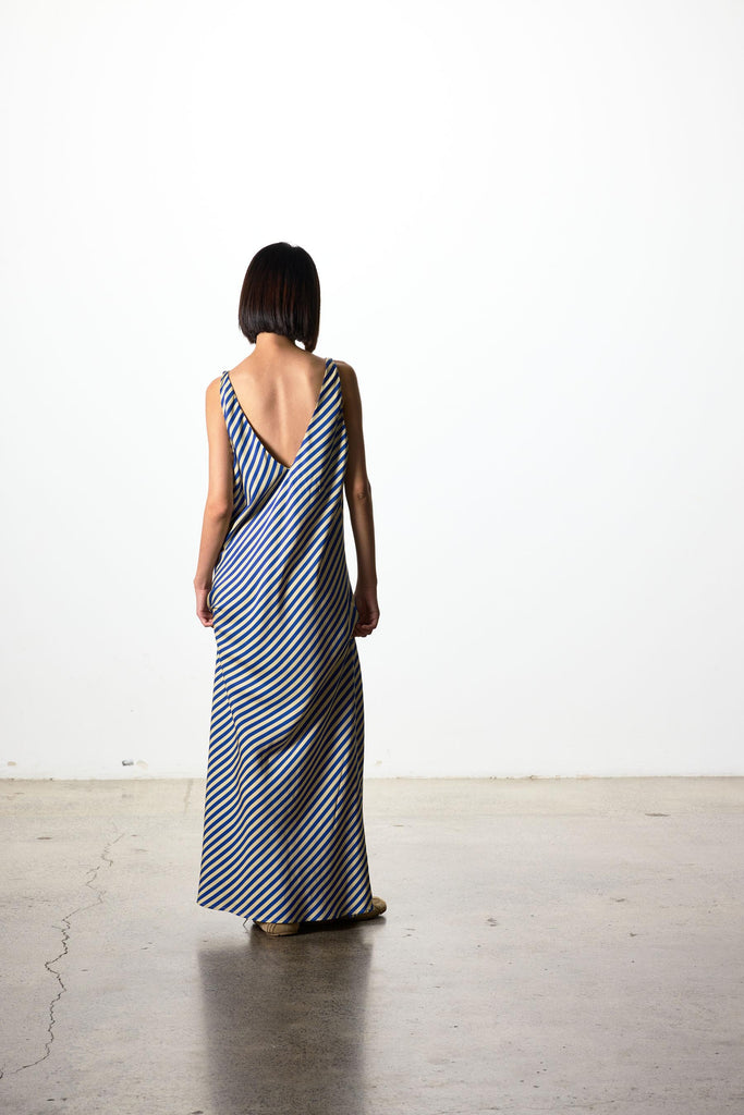 Moussa Dress - Blue & Cream Stripe