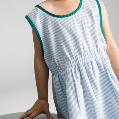 Stripe Pinafore Dress - Blue