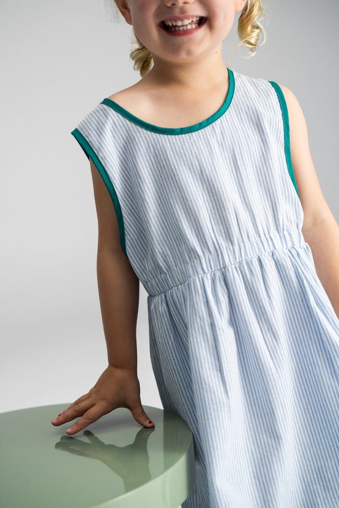 Stripe Pinafore Dress - Blue