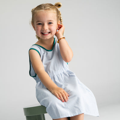 Stripe Pinafore Dress - Blue