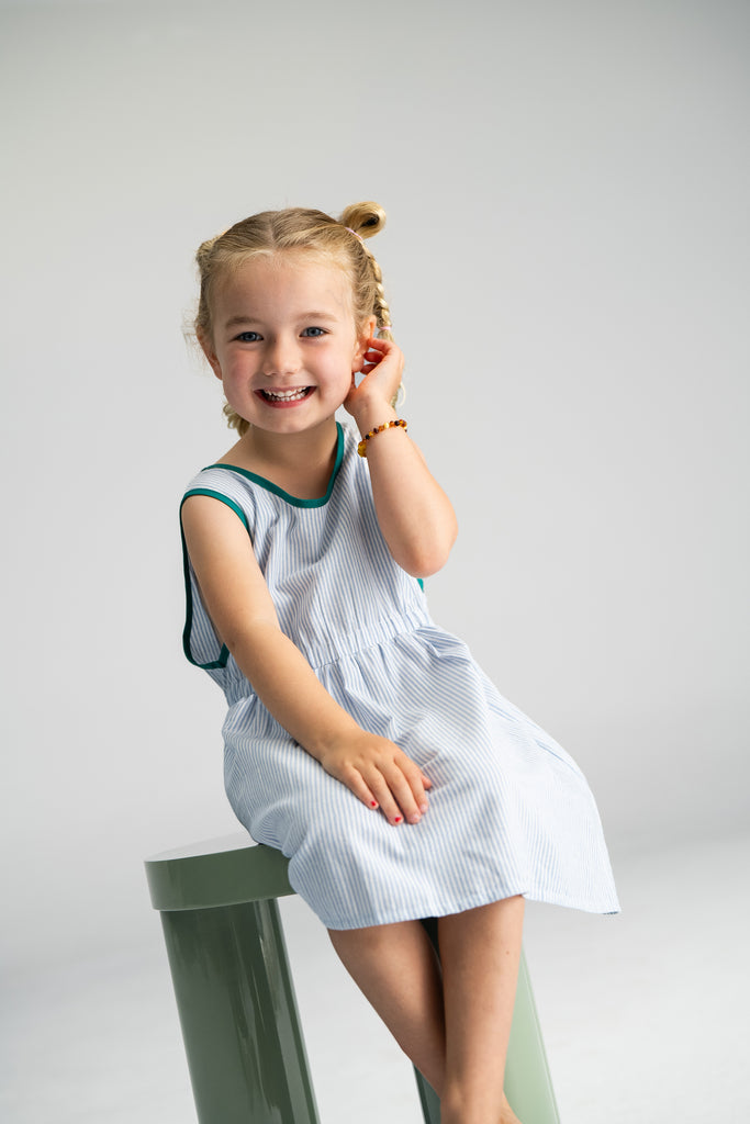 Stripe Pinafore Dress - Blue