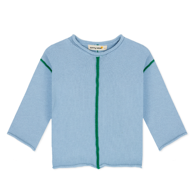 Contrast Knit Jumper - Blue