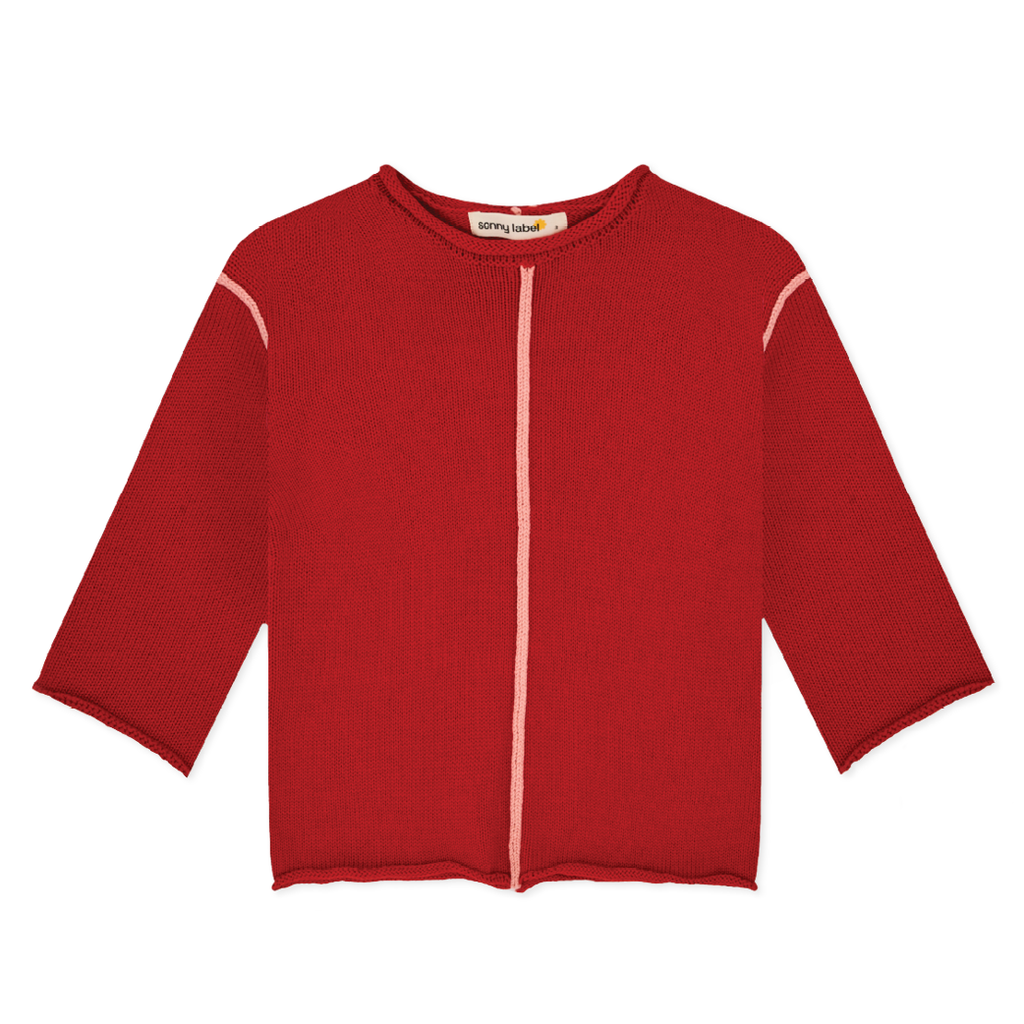 Contrast Knit Jumper - Red