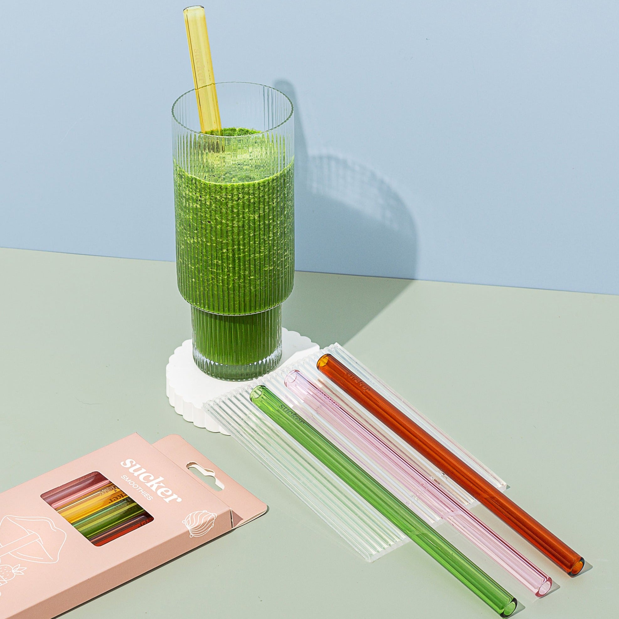 Swirl glass straws - set of 4