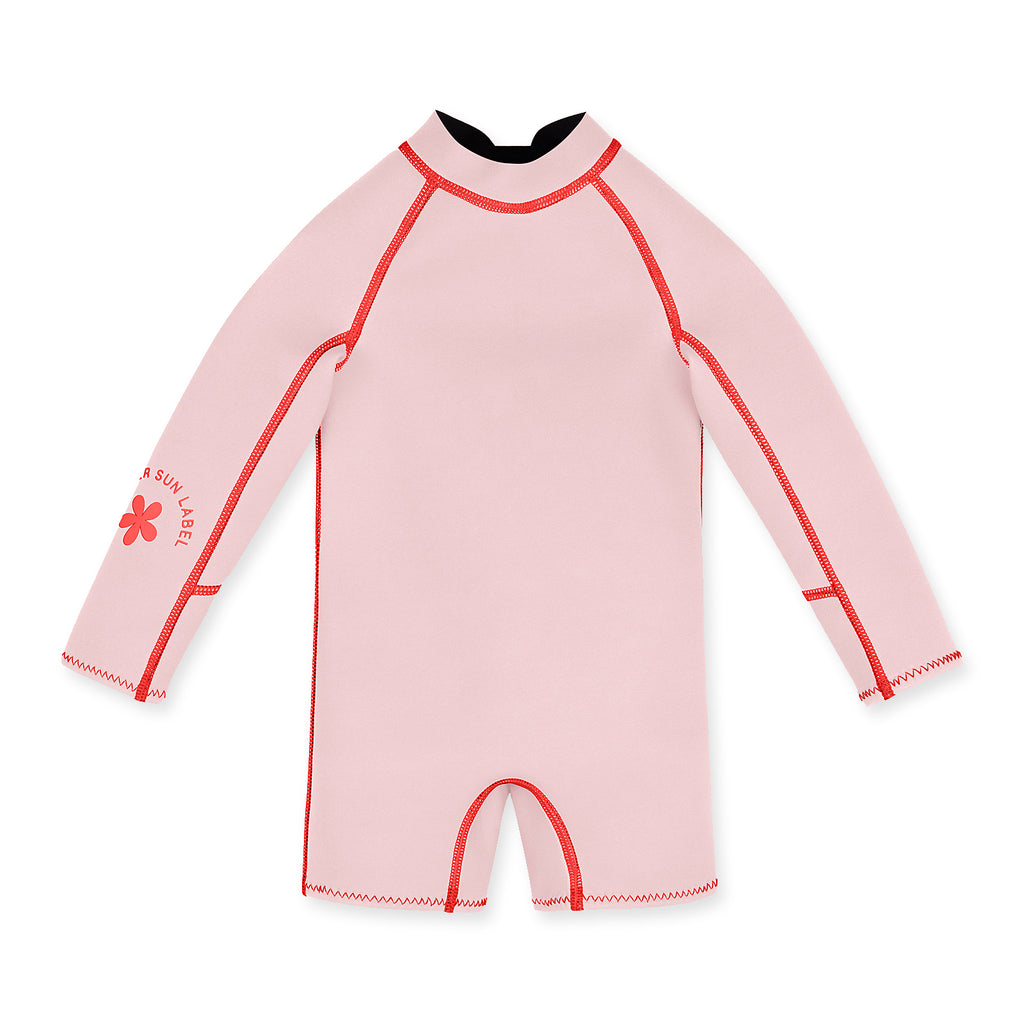 Paper Plane - Summer Sun Label - Kids' Springsuit Wetsuit - Long Arms & Short Legs Wetsuit - Powder Pink