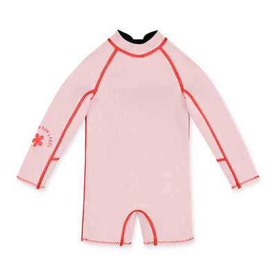 Paper Plane - Summer Sun Label - Kids' Springsuit Wetsuit - Long Arms & Short Legs Wetsuit - Powder Pink